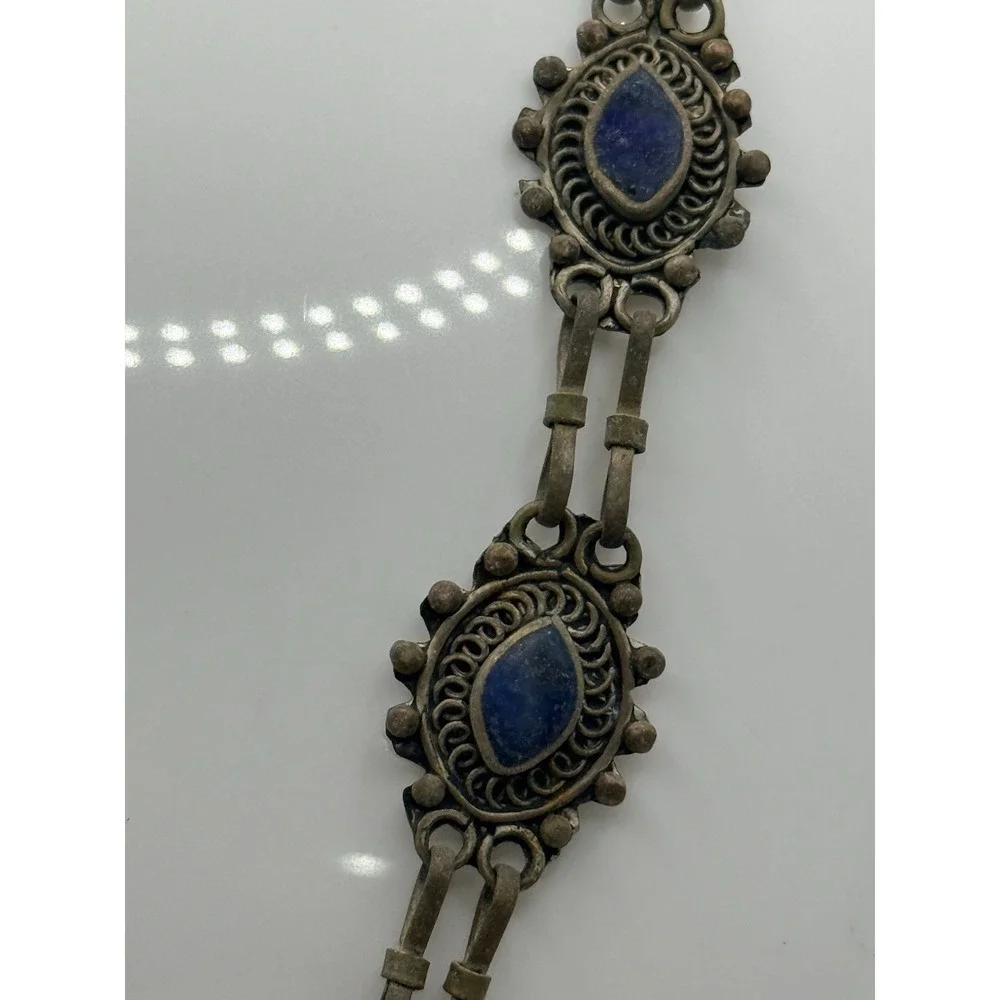 Vintage Afghan Lapis Lazuli Statement Necklace Tribal Ethnic Boho